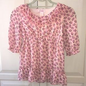 Candie’s Ruffle Top Girls Pink Flowers Shirt